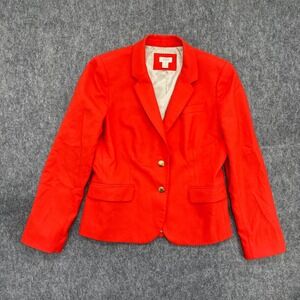 J.Crew Blazer Womens 8 Orange Schoolboy Blazer Gold Crest Keating Boy Wool